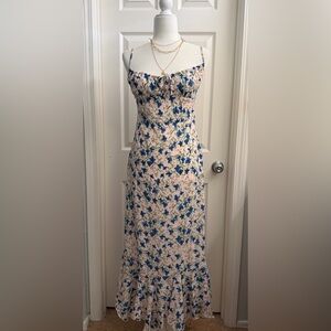 Floral Maxi Dress with Ruffle Hem Summer Dress Milkmaid